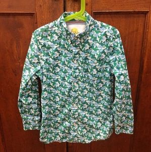 Boden Highland Green Dragon Button Down Boys 7-8